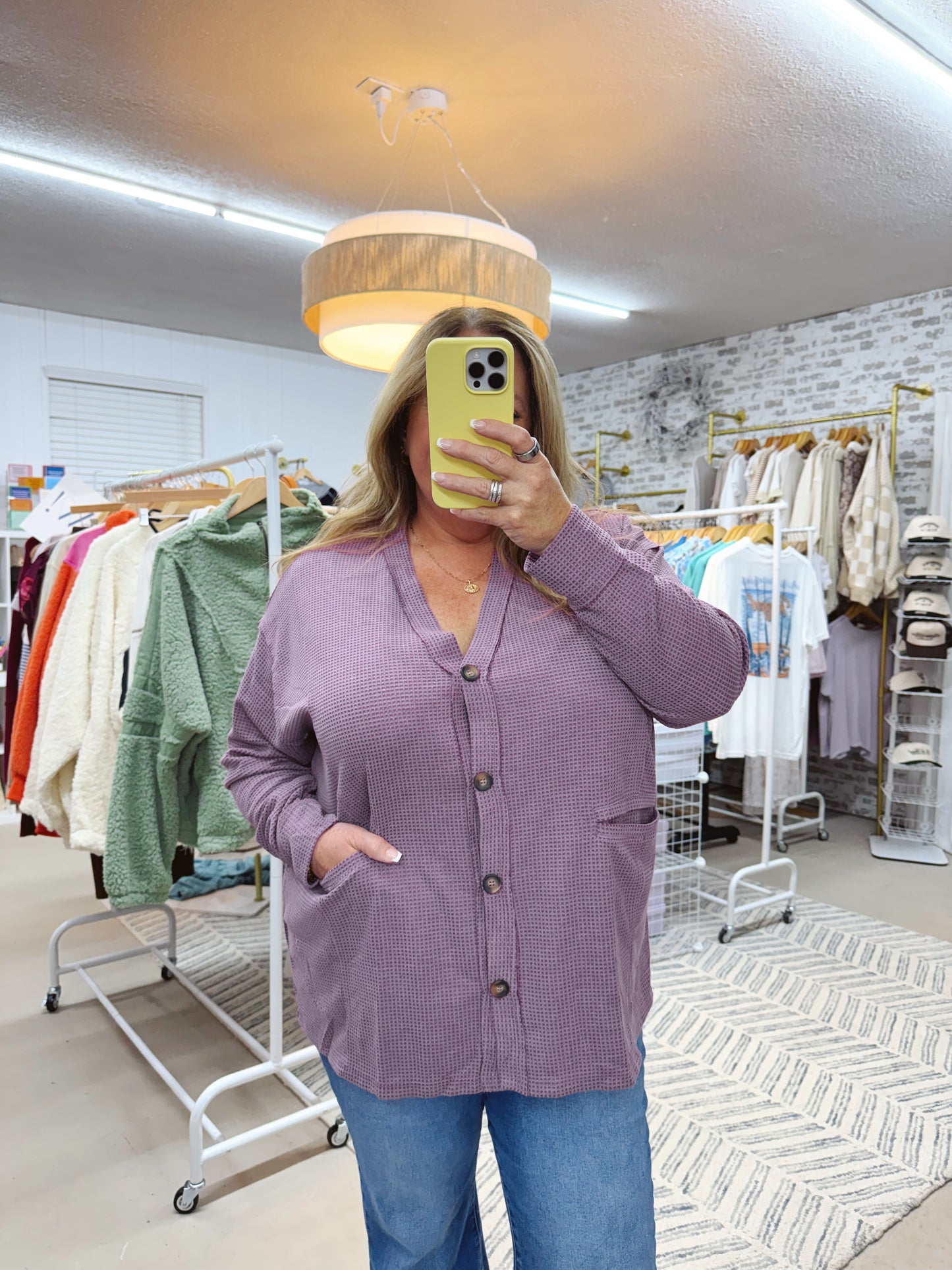 The Sheila | Purple Waffle Cut Cardigan