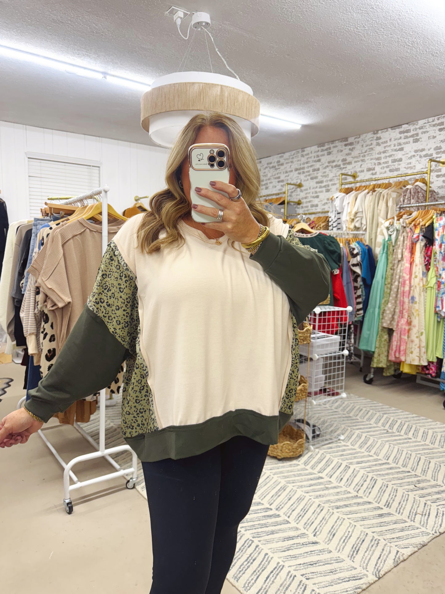 The Mindy | Olive Color Block Top