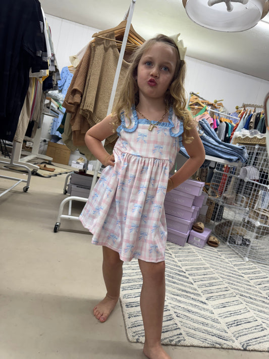 The Gracie | Pink Plaid Bow Shorts Set