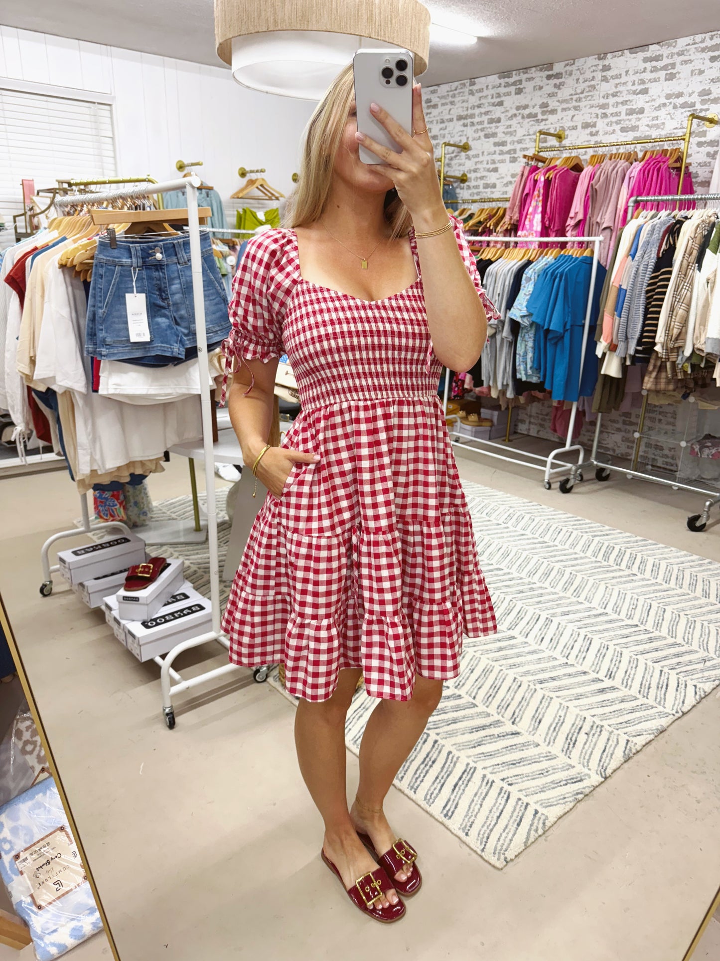 The Pippi | Red and White Gingham Dress