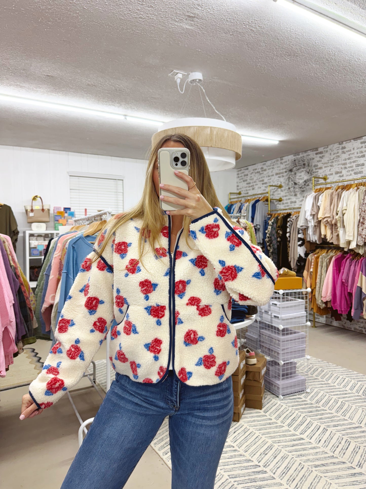 The Lyla | Floral Fleece Sherpa