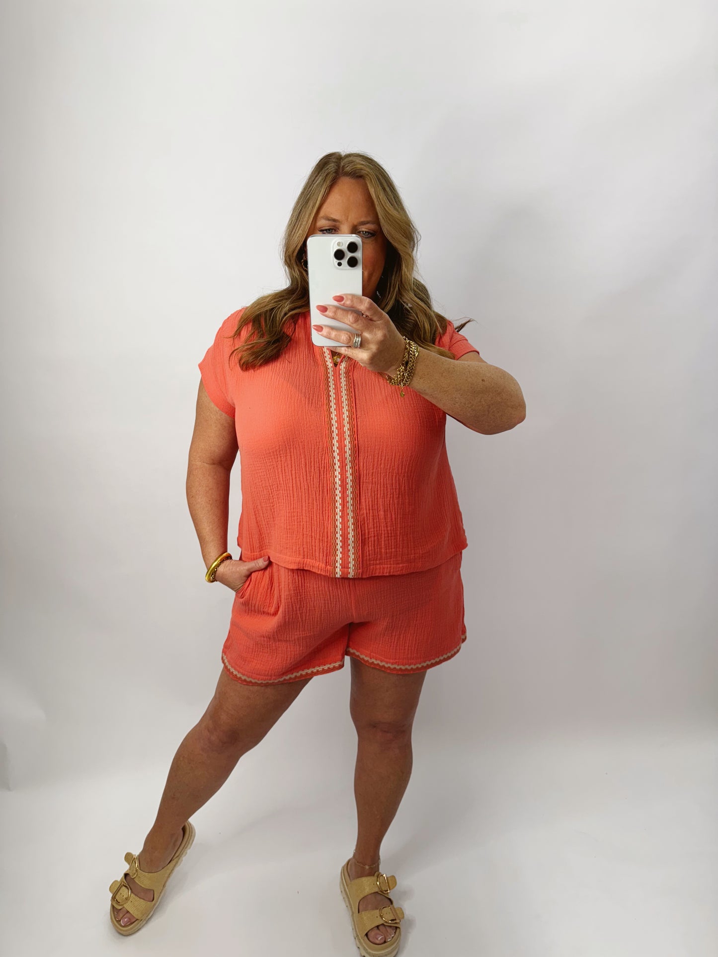 The Tiffany | Coral Top & Shorts Set
