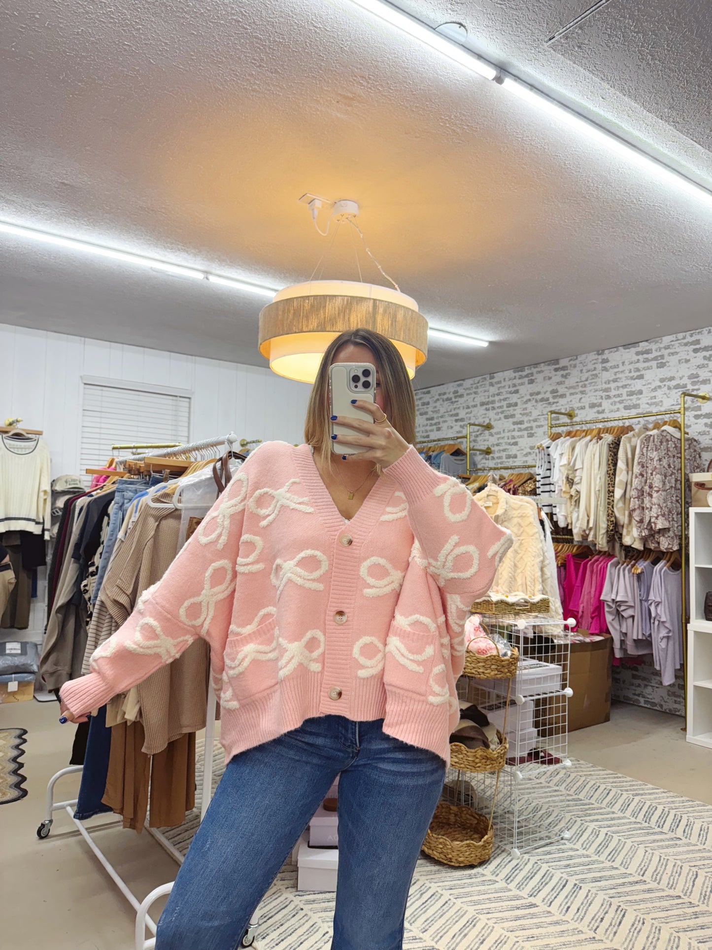 The Oversized Bow Cardigan | Pink