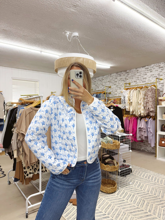 The Blue Floral Bow Jacket