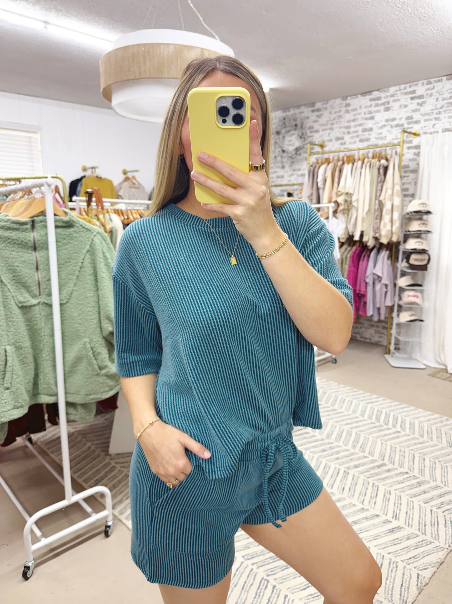 The MVP Ribbed Shorts Set | Teal