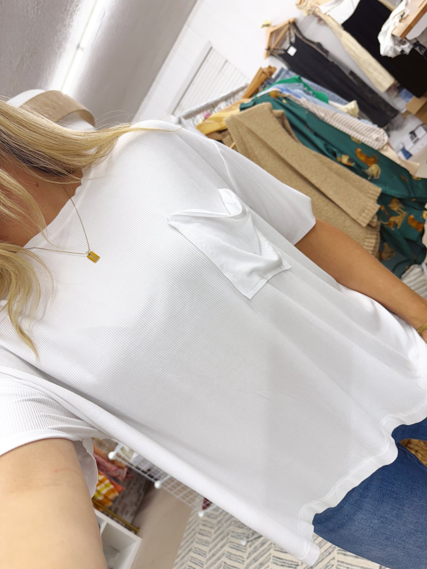 The Scarlett | White Slouchy Pocket Tee