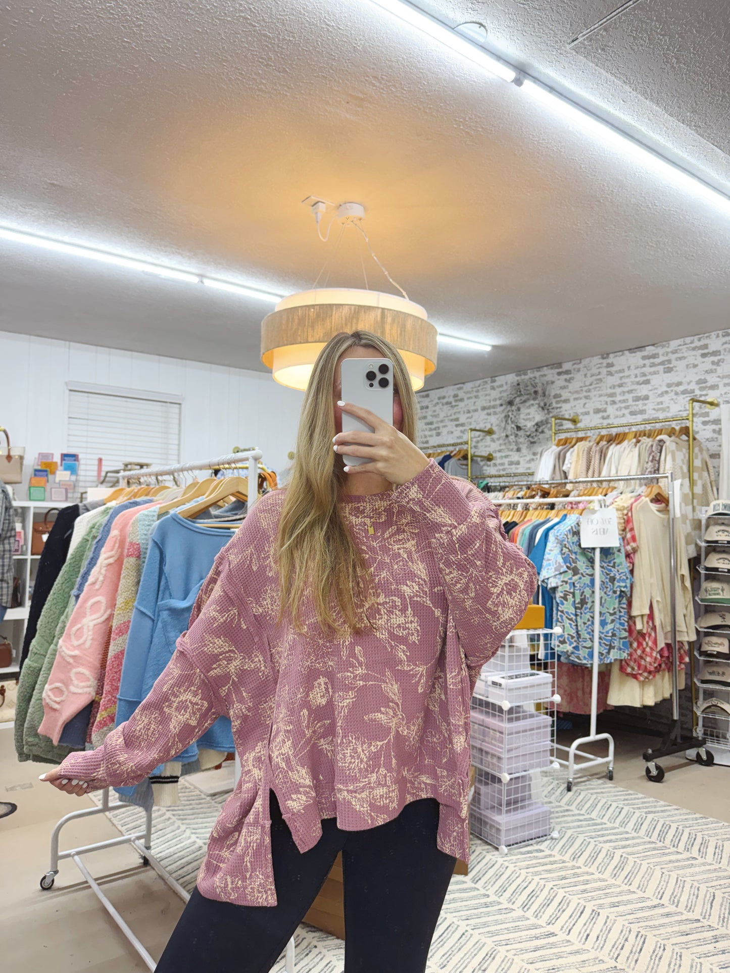 The Floral Waffle Thermal Top | Berry