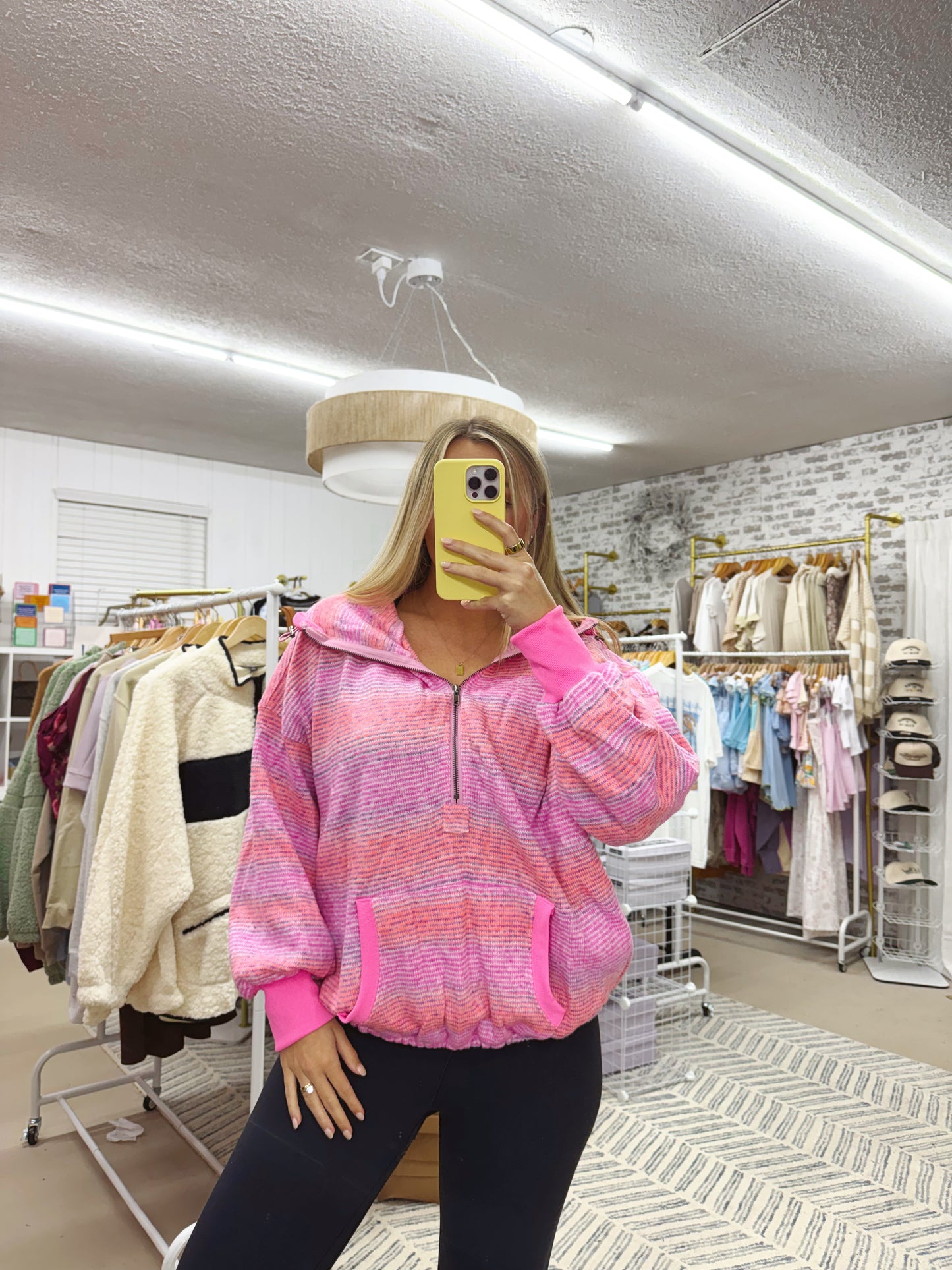 The Darcy | Pink Striped Zip Hoodie