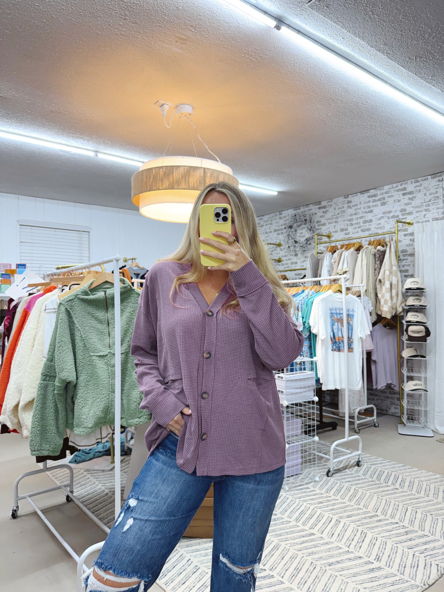 The Sheila | Purple Waffle Cut Cardigan