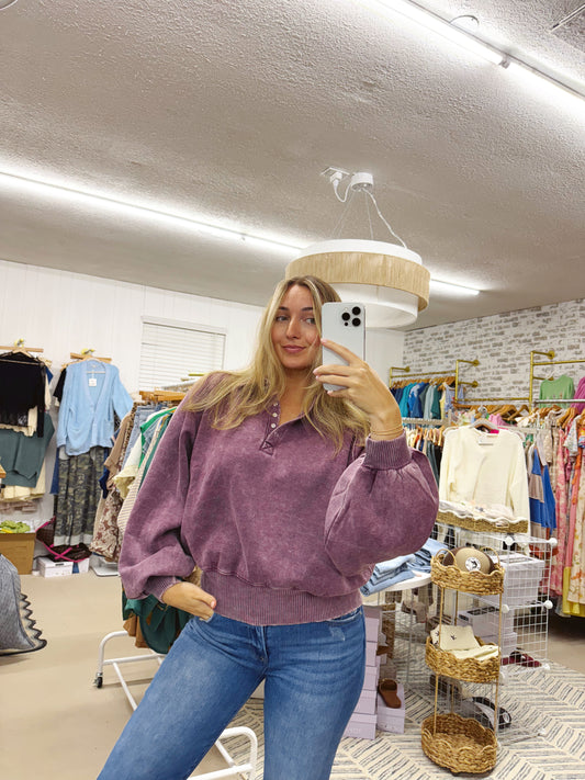 The Brooke | Purple Collared Pullover