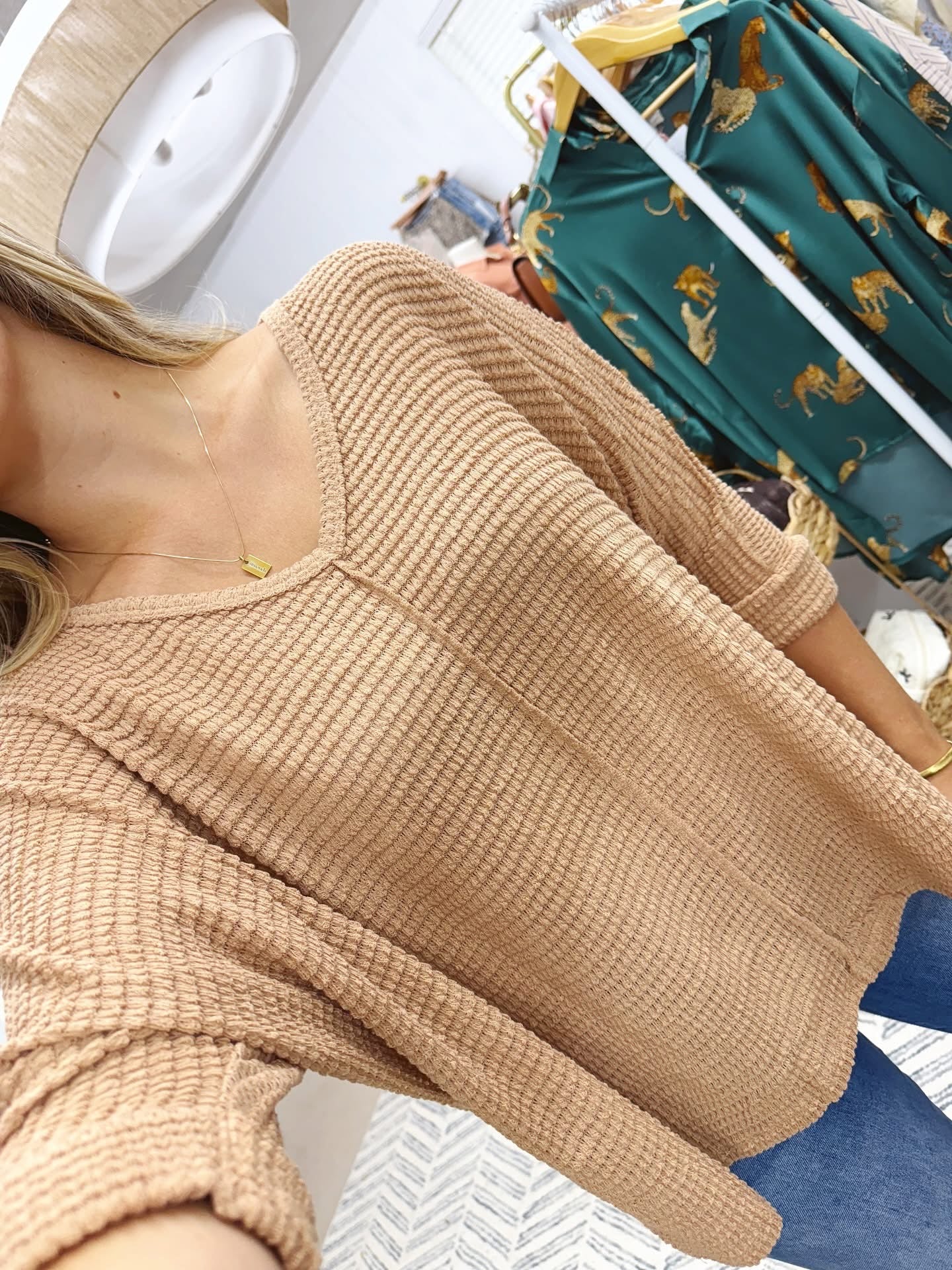 The Margo | Mocha V-Neck Woven Top