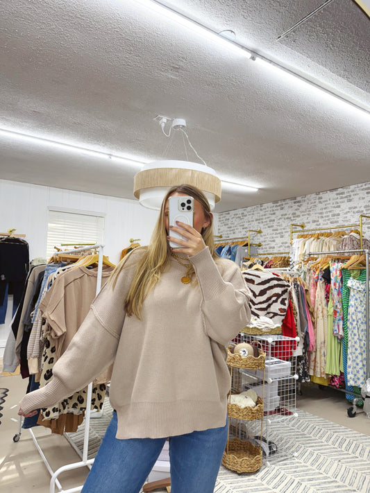 The Alice | Ash Mocha Side Slit Sweater