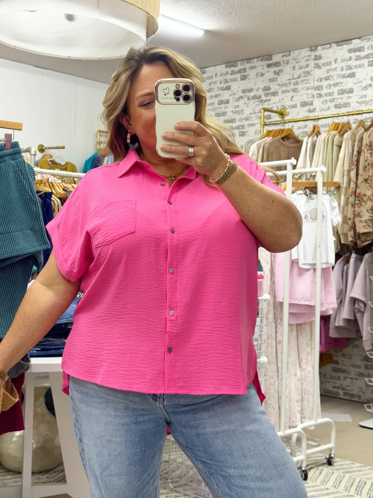 The Easy Days Button Down Top | Pink