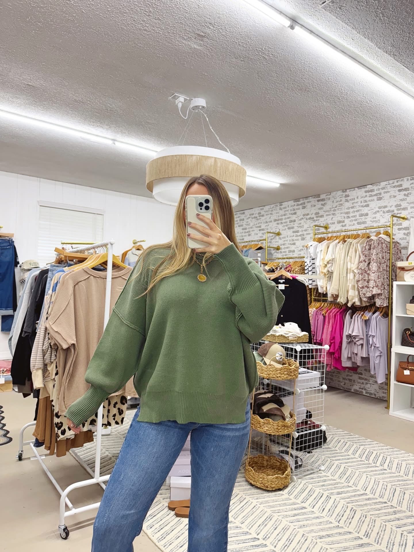 The Alice | Olive Green Side Slit Sweater