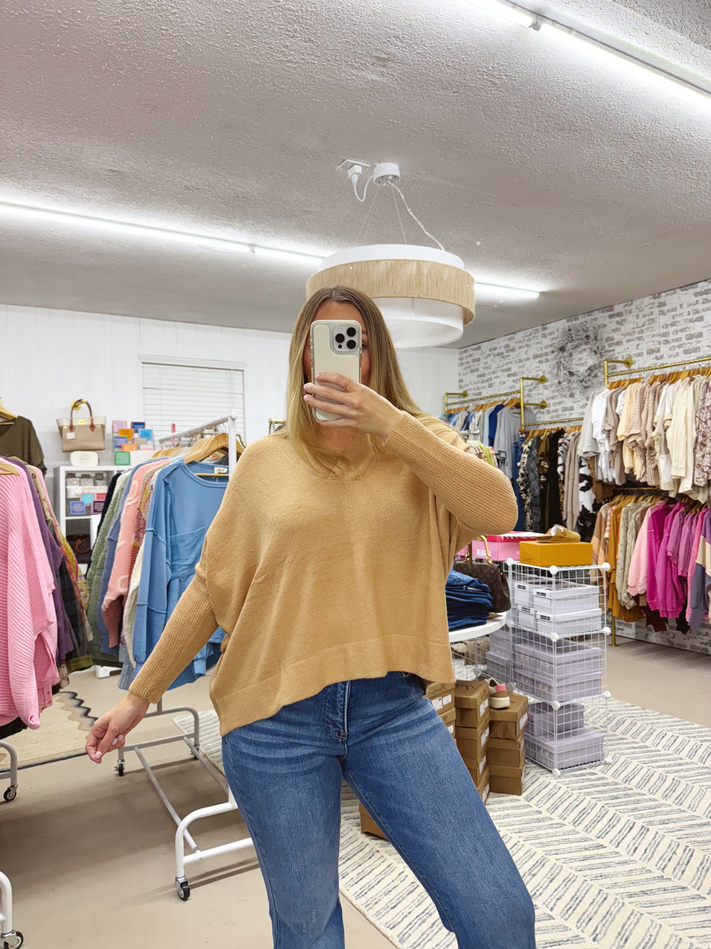 The Ellison | Taupe V Neck Sweater