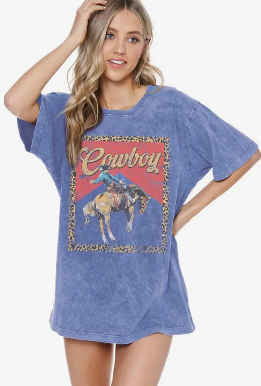 The Vintage Cowboy Graphic Tee | Blue