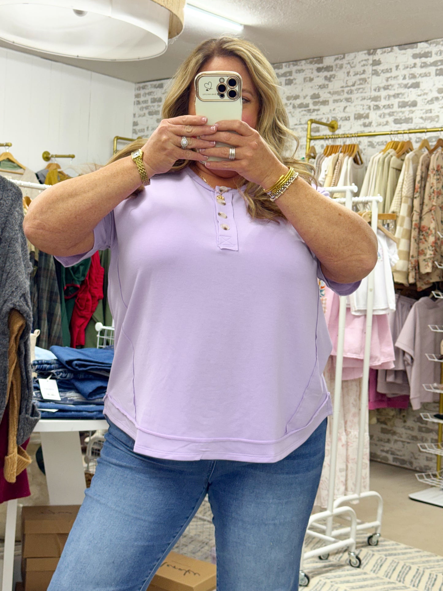 The Naomi | Lavender Textured Seam Top