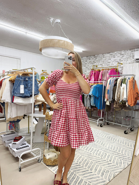 The Pippi | Red and White Gingham Dress