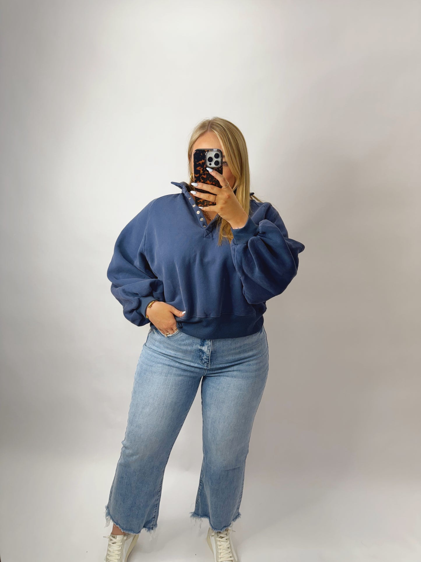 The Paige | Navy Collared Pullover