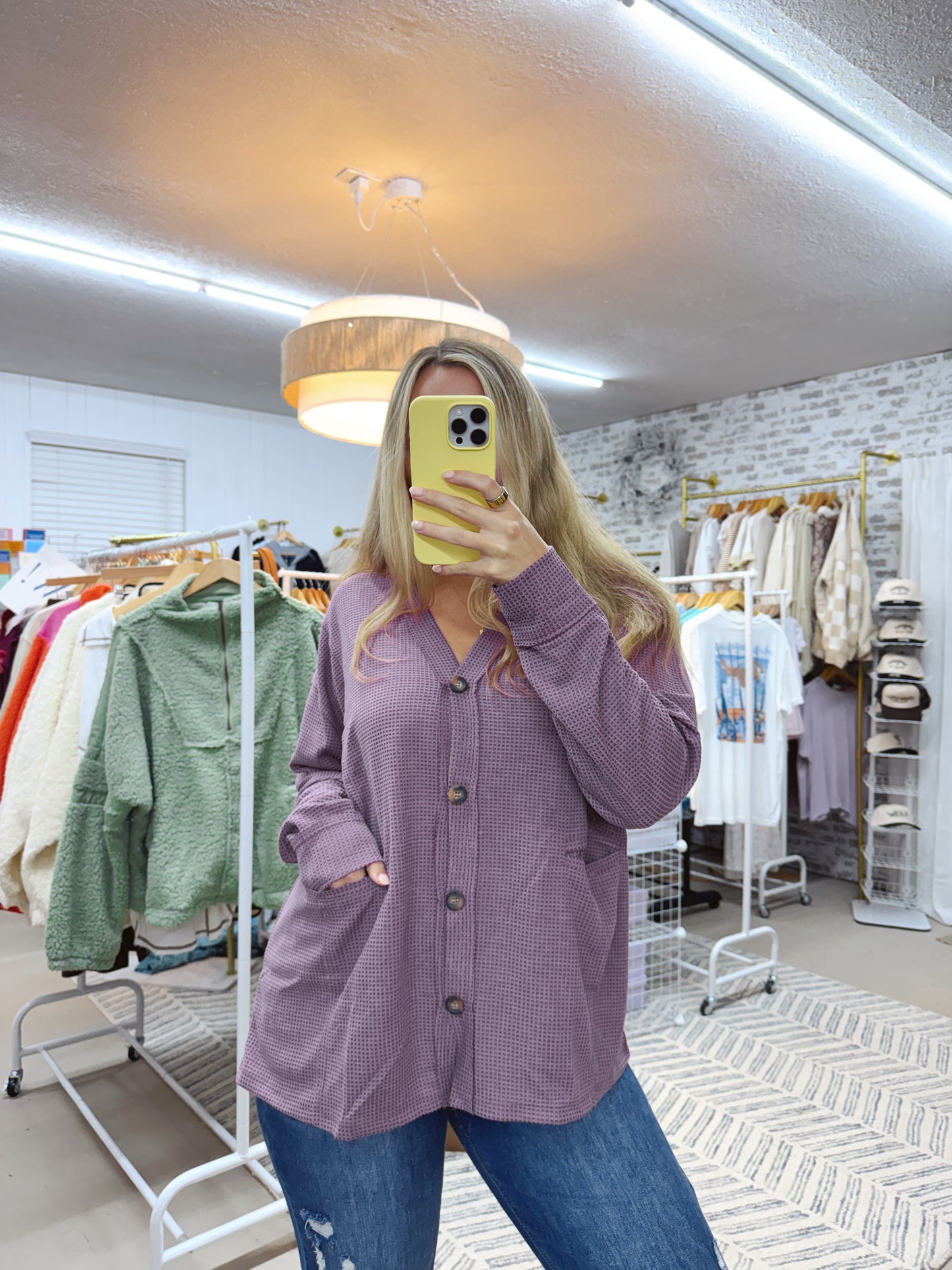 The Sheila | Purple Waffle Cut Cardigan