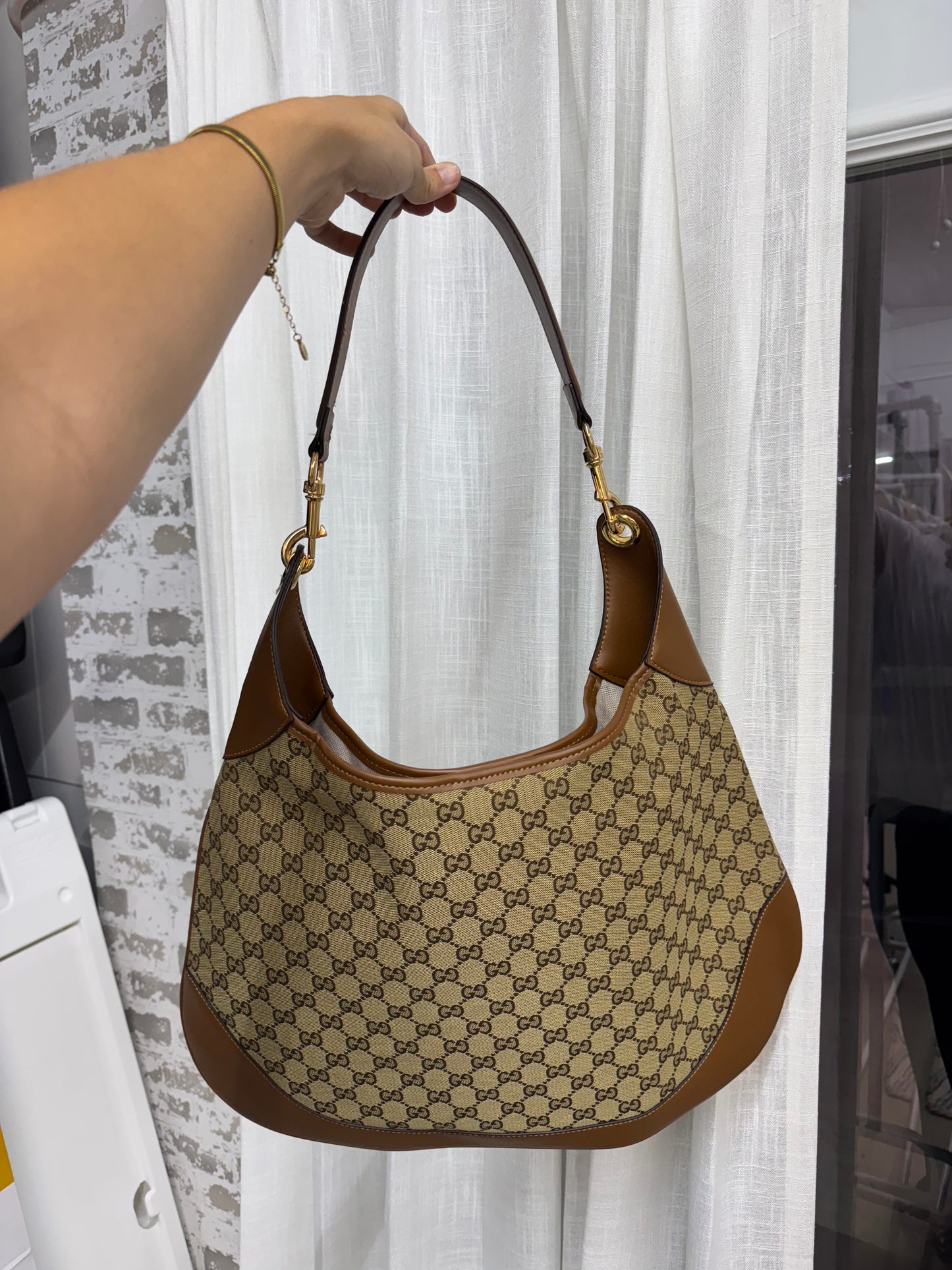 G Insp Brown Large Shoulder Bag