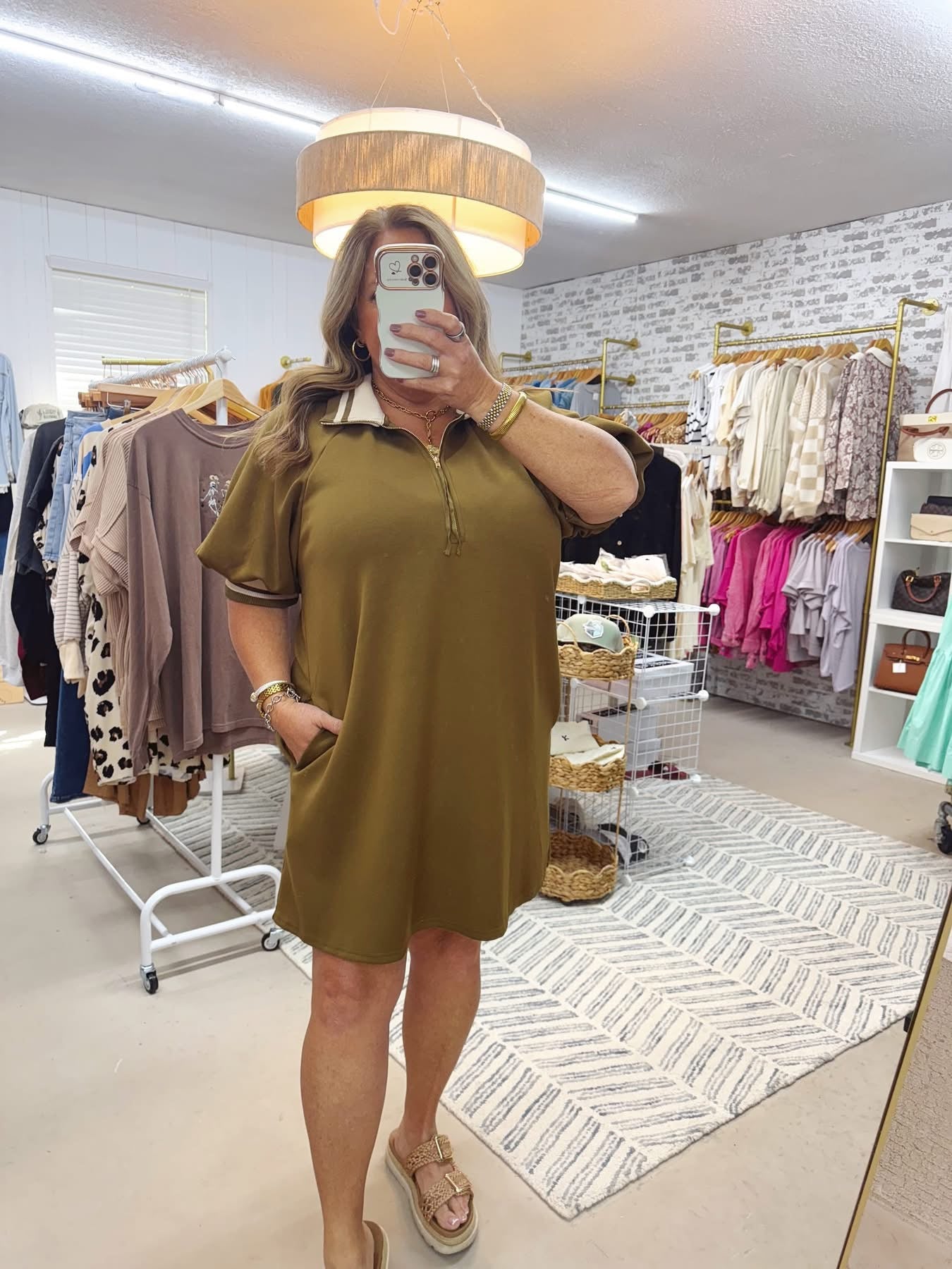 The Brenda | Olive Collared Dress