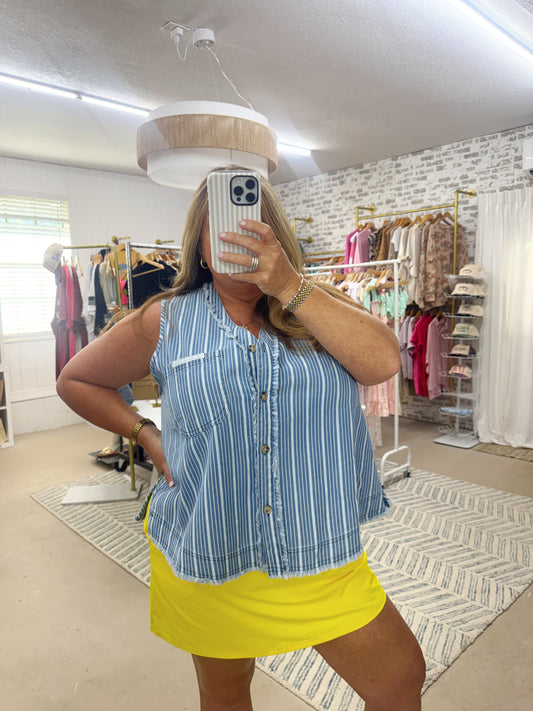The Marina | Denim Striped Tank