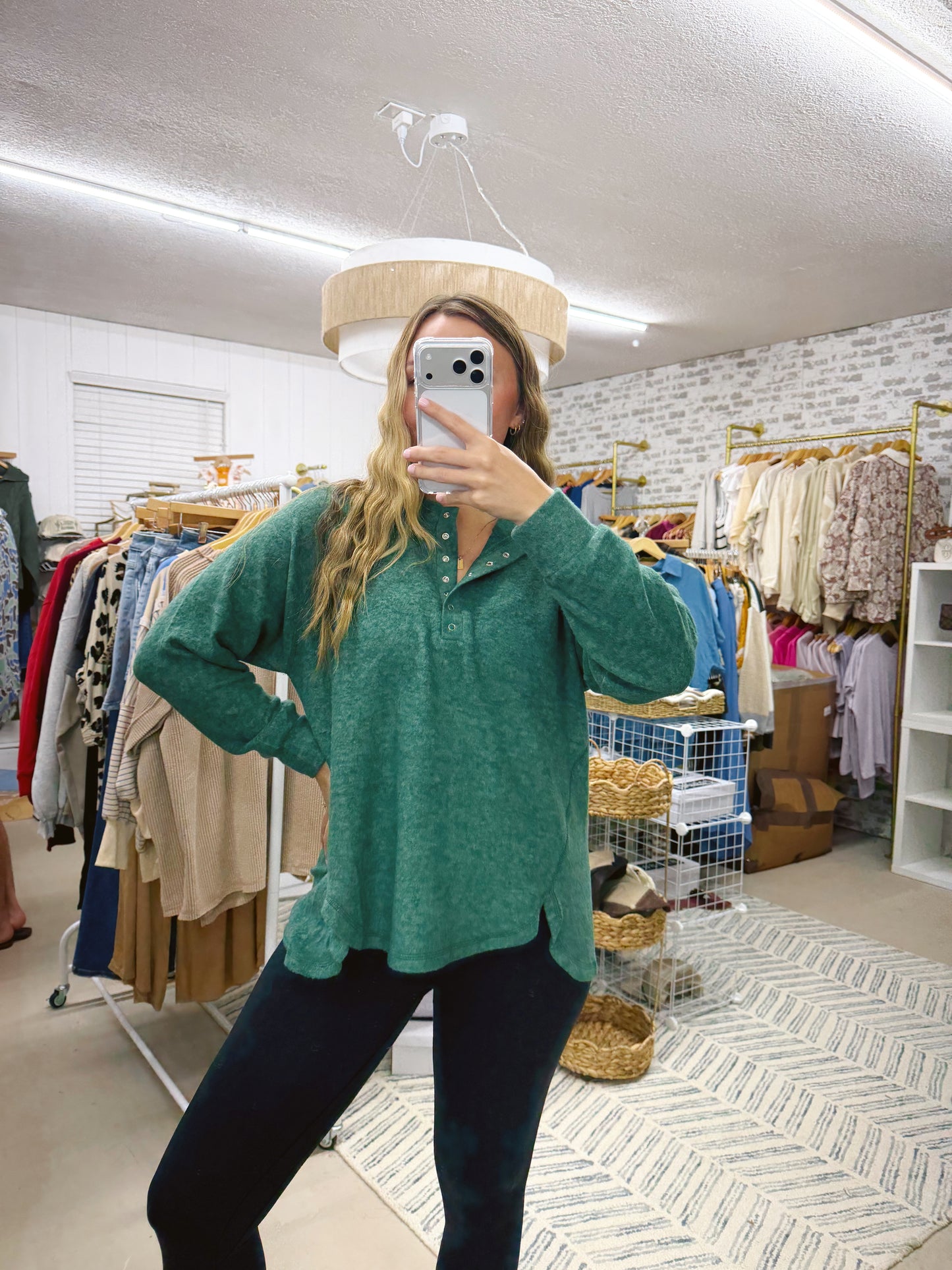 The Gloria | Green 7 Button Henley