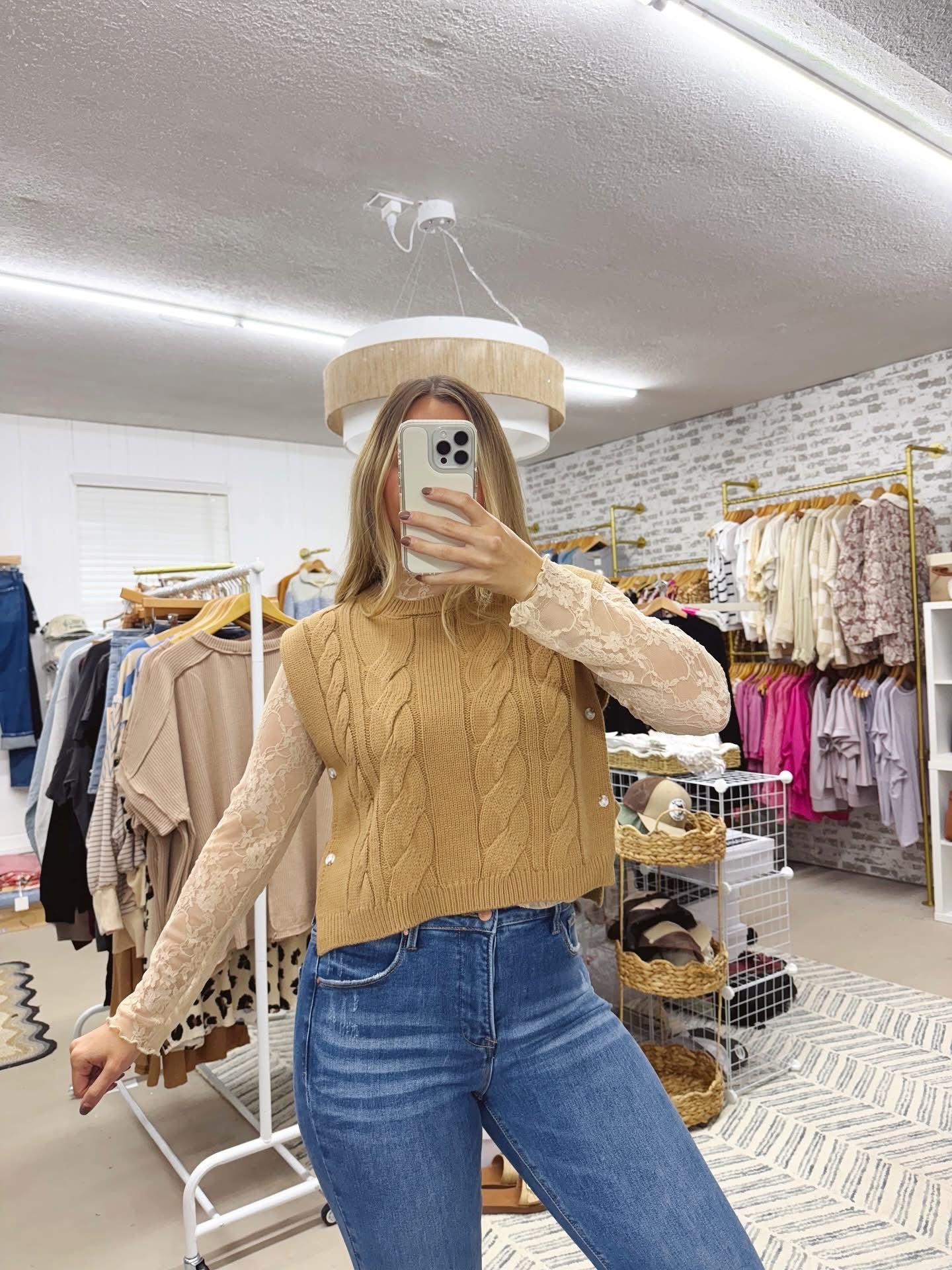 The Sandy | Camel Cable Knit Sweater Vest