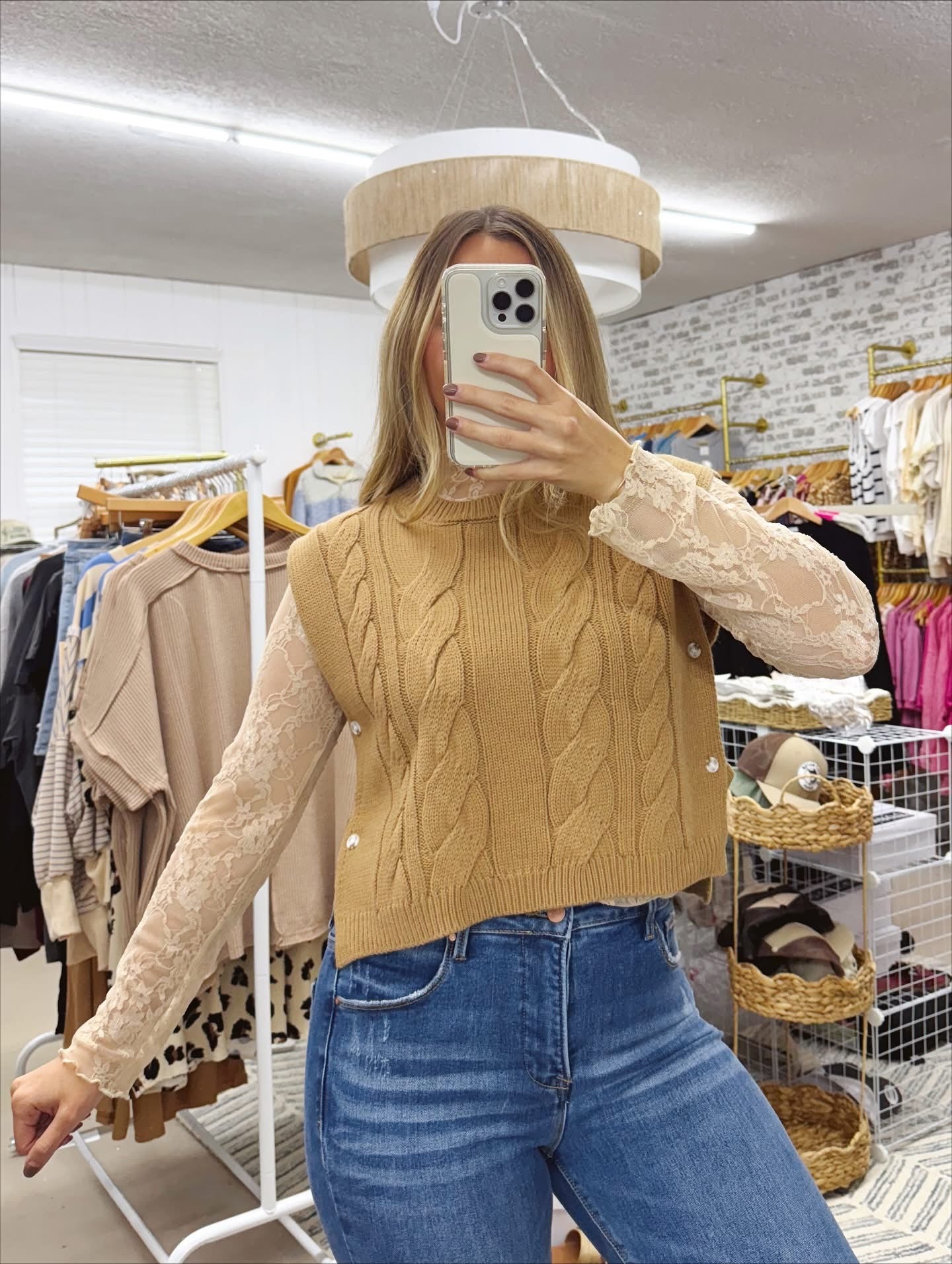 The Lace Floral Print Tops