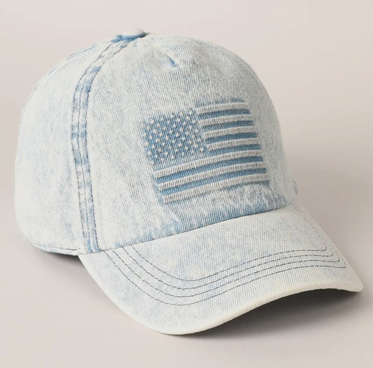 Denim American Flag Hat