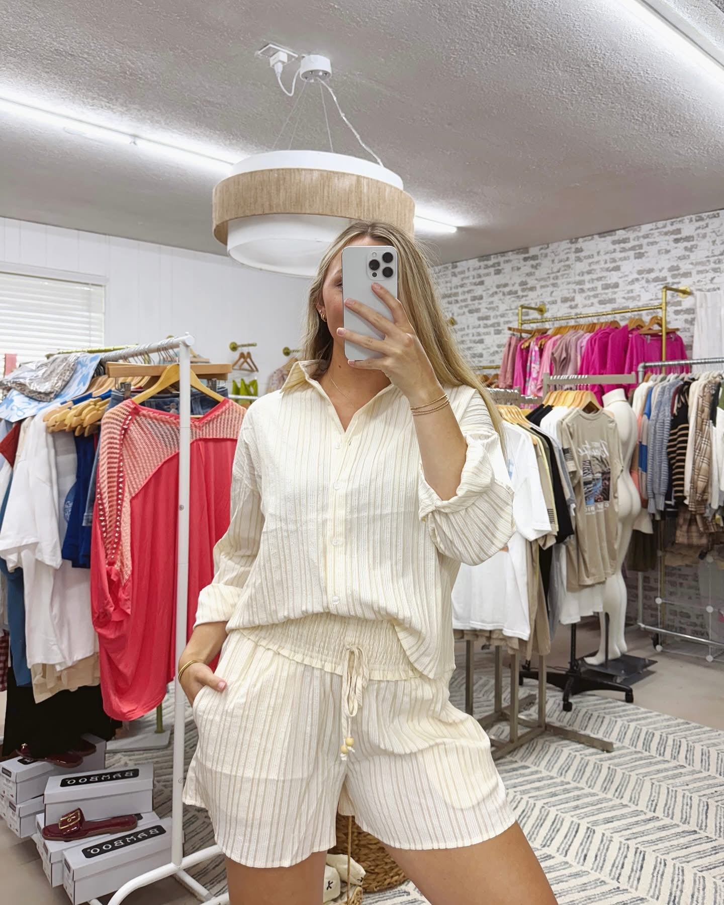 The Chaney | Cream Striped Set