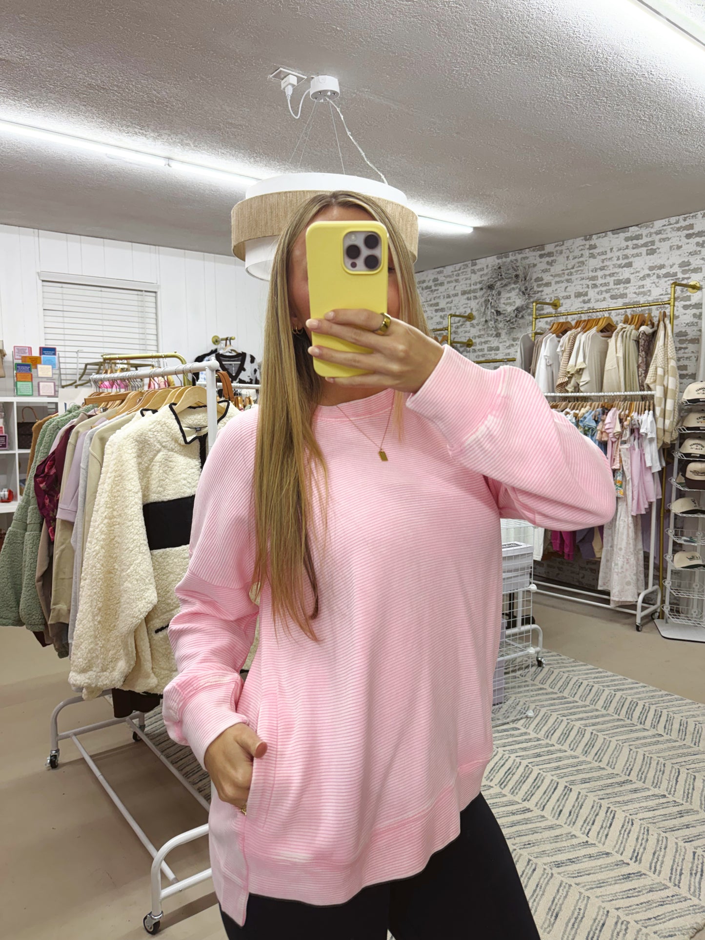 The Mary | Pink Ribbed Pullover