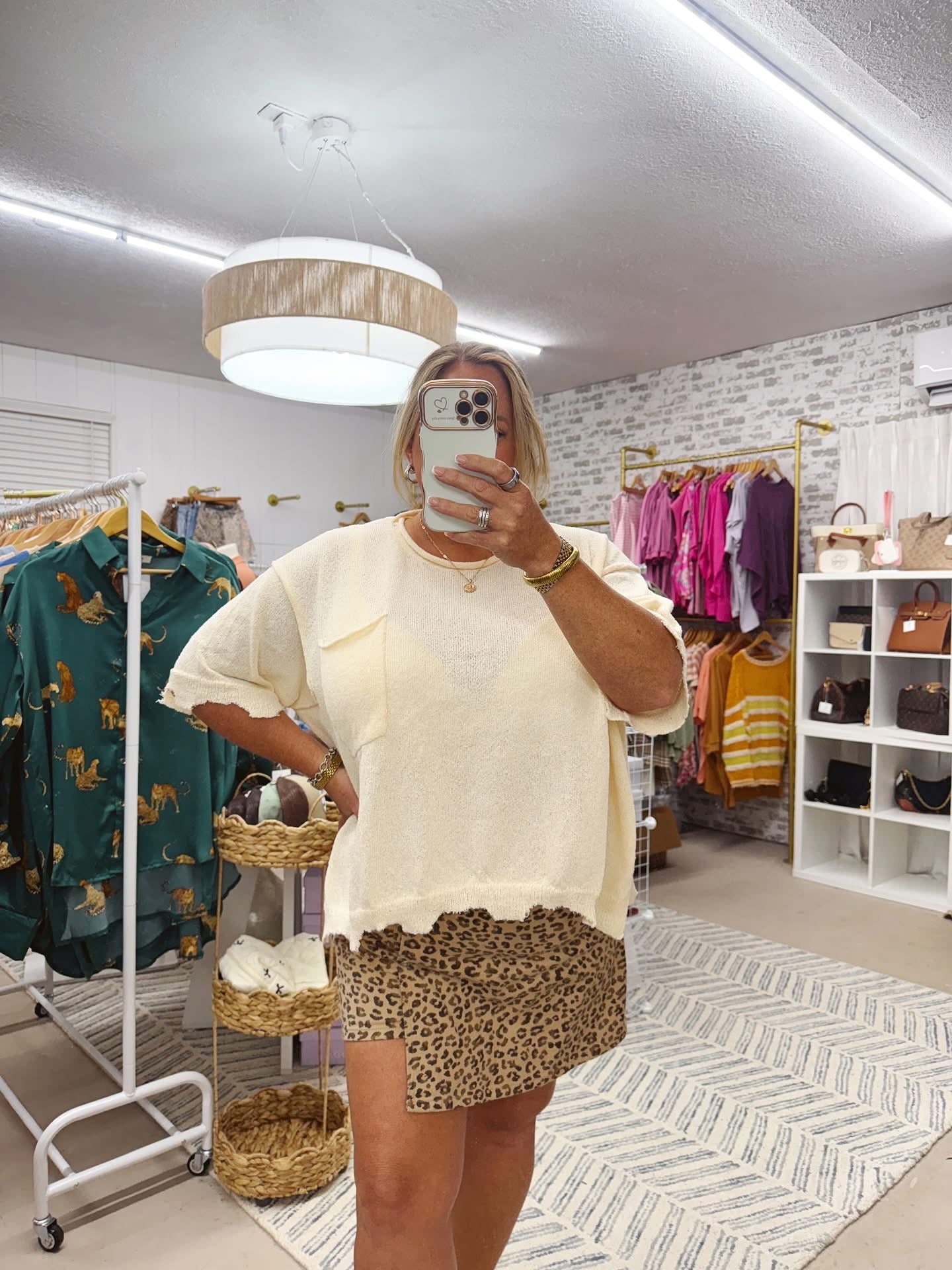 The Sophie | Cream Knit Pocket Tee