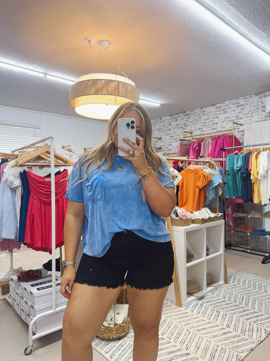 The Scarlett | Blue Slouchy Pocket Tee