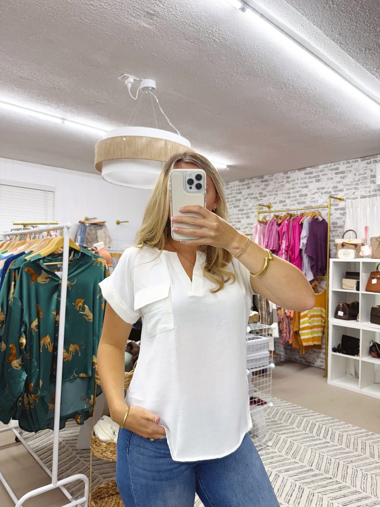 The Karen | White V Neck Blouse