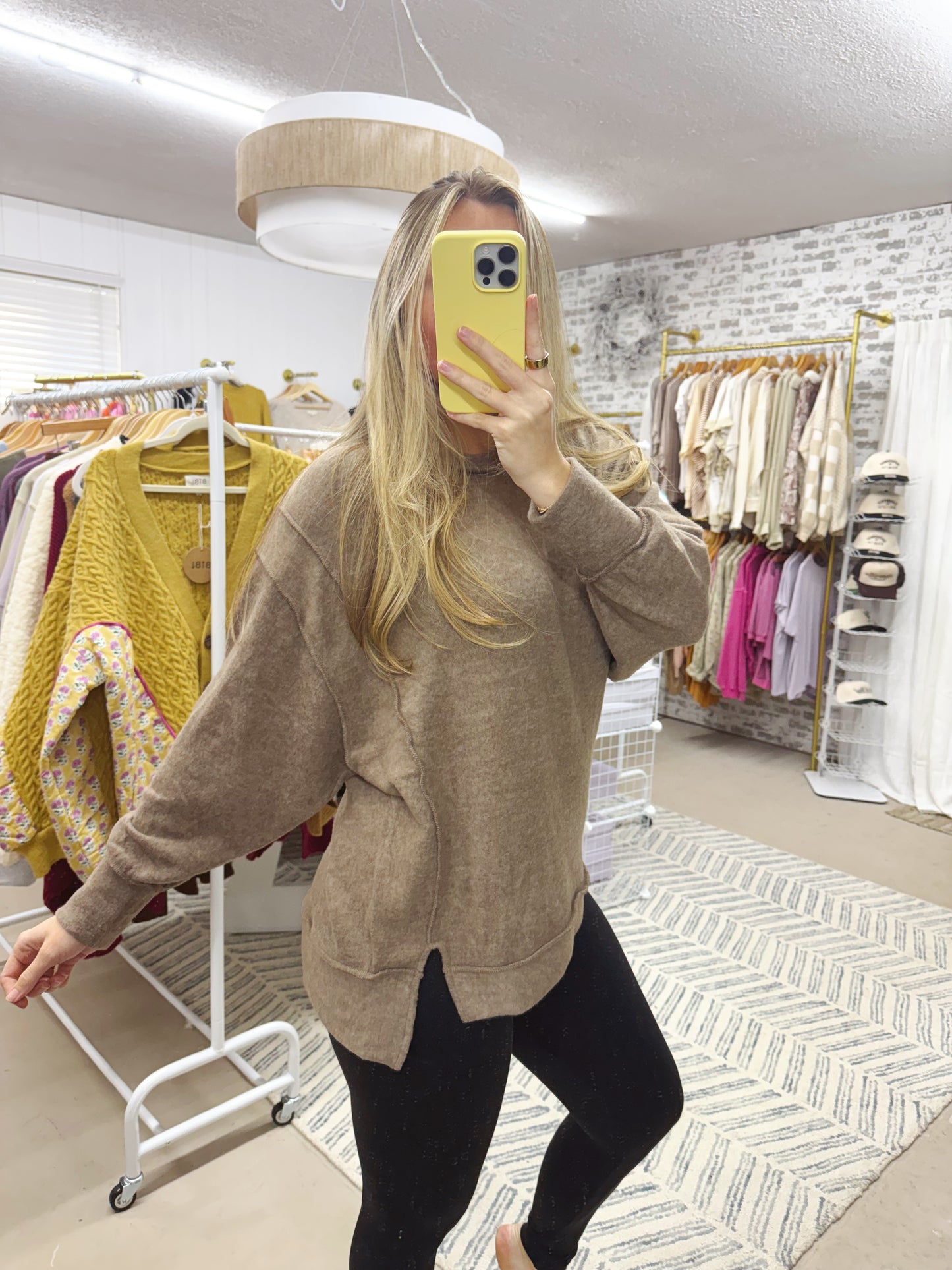 The Candace | Brown Brushed Hacci Sweater