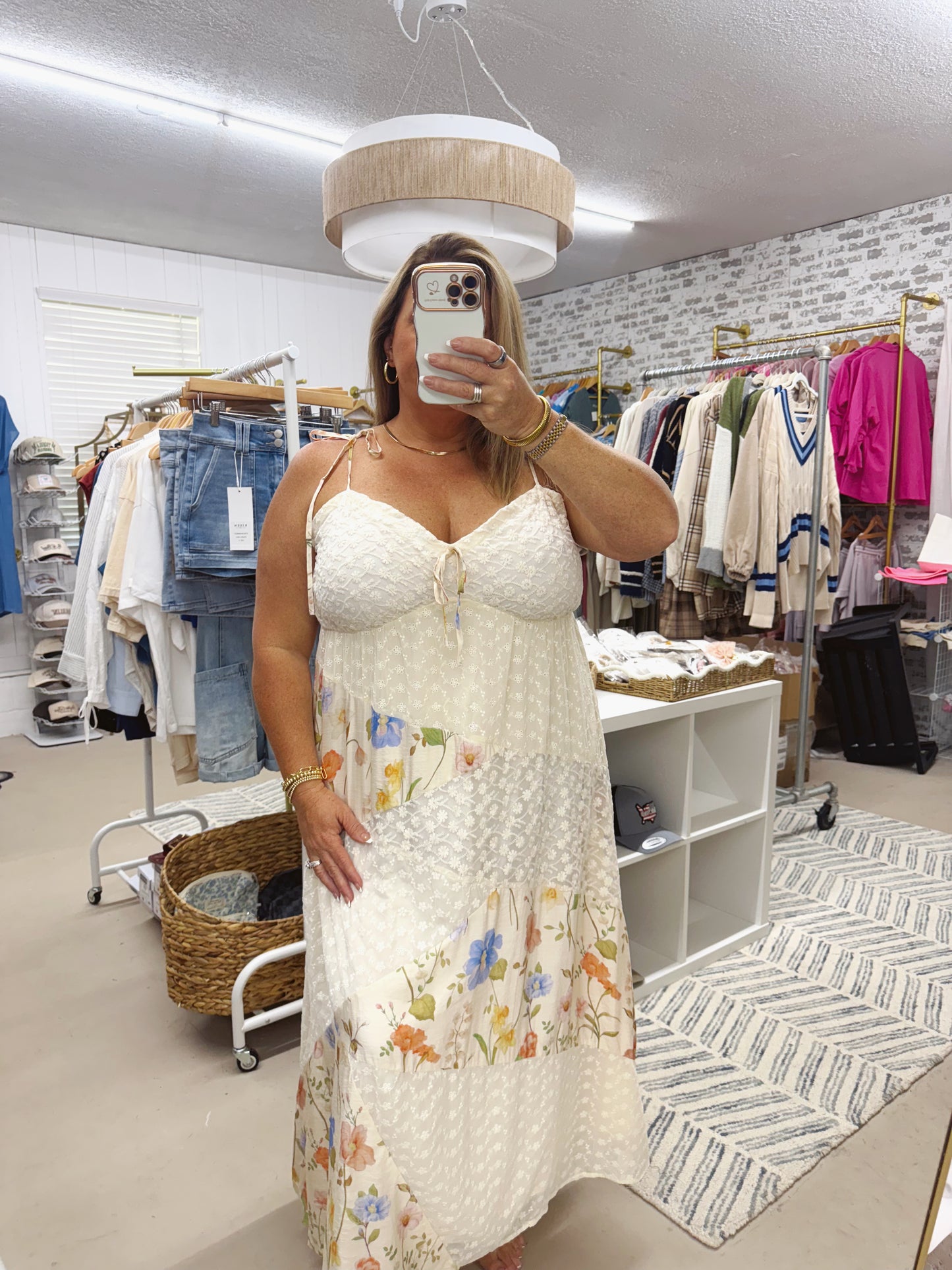 The Iris | Cream Patchwork Dress