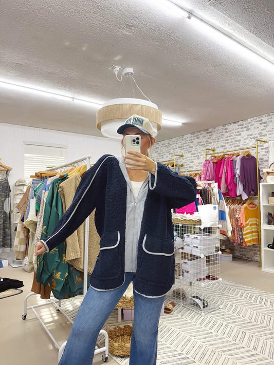 The Kay | Navy and Grey Oversized Jacket