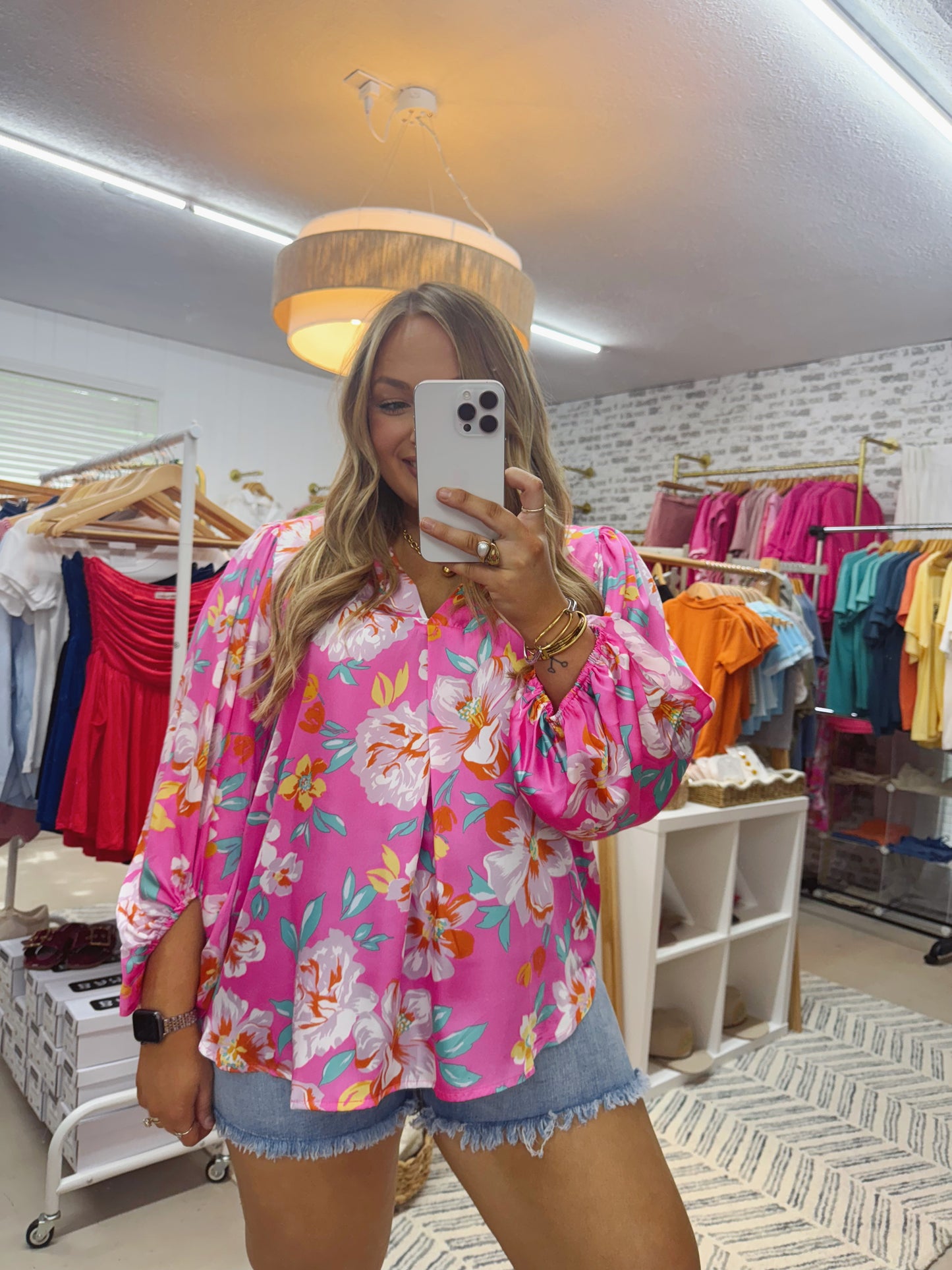 The Theresa | Barbie Pink Floral Top