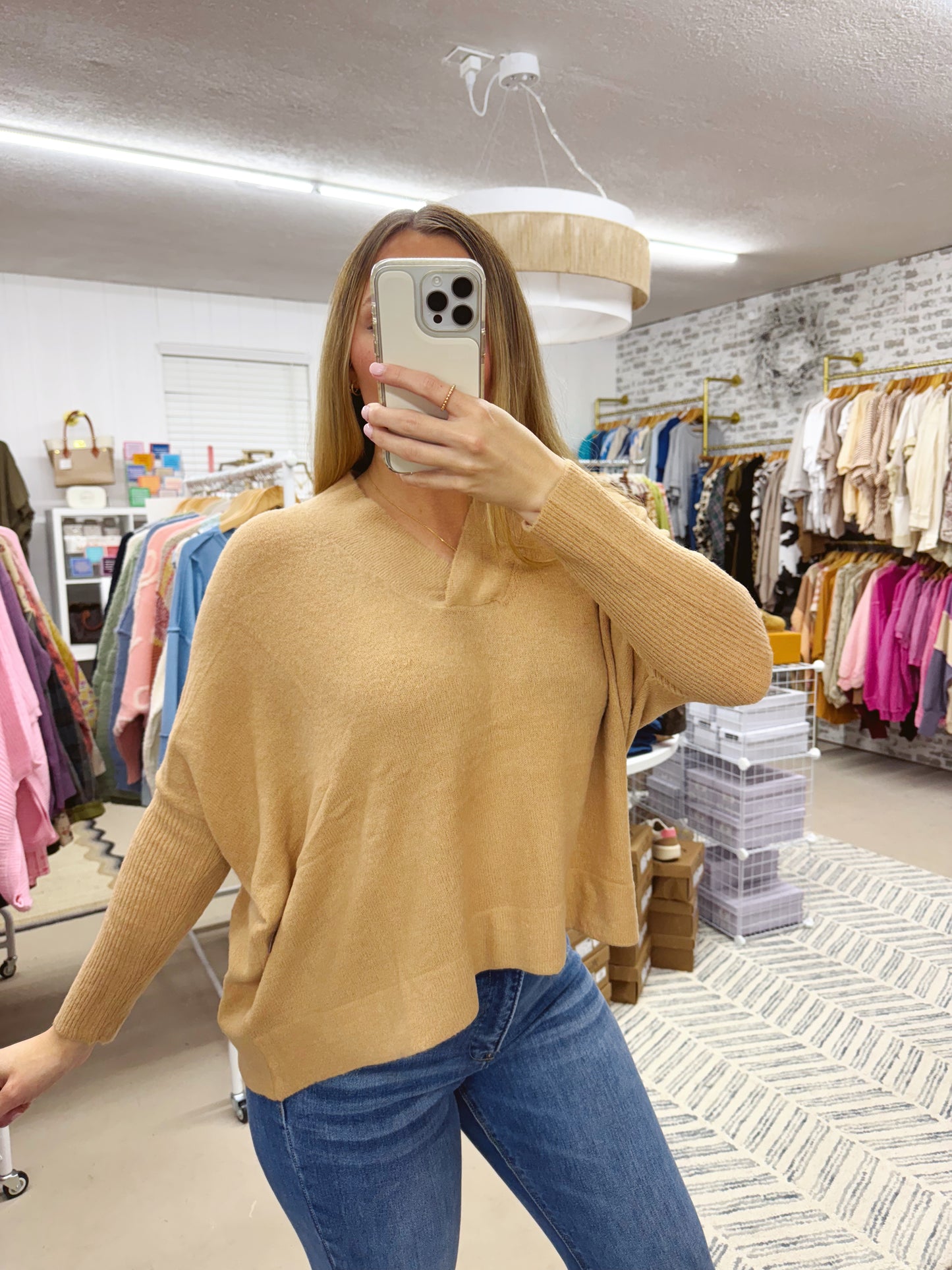 The Ellison | Taupe V Neck Sweater