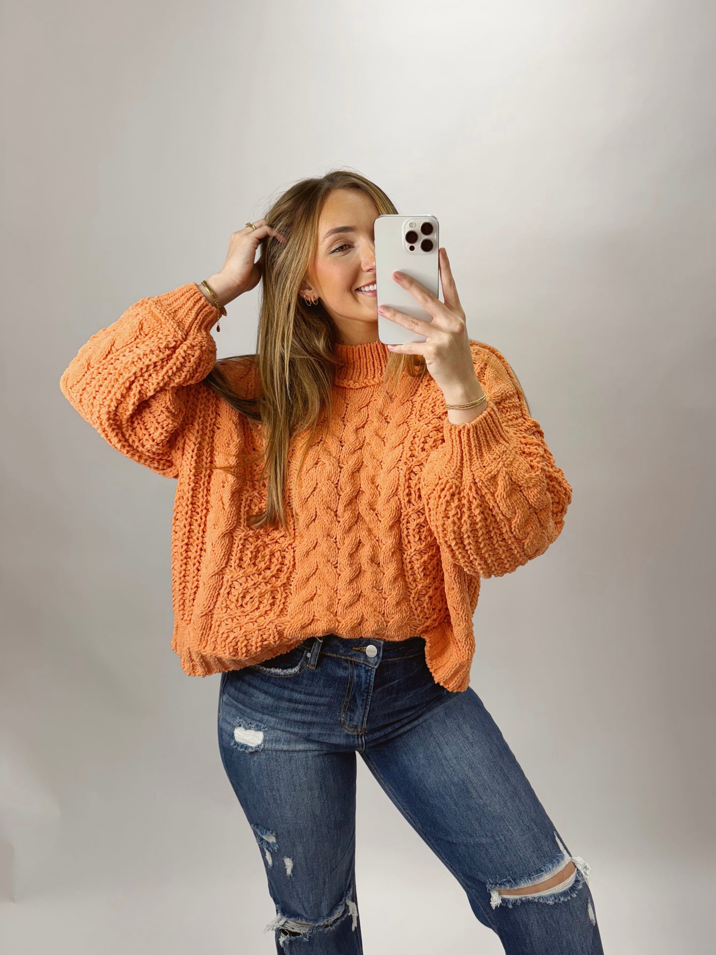 The Courtney | Orange Knit Sweater