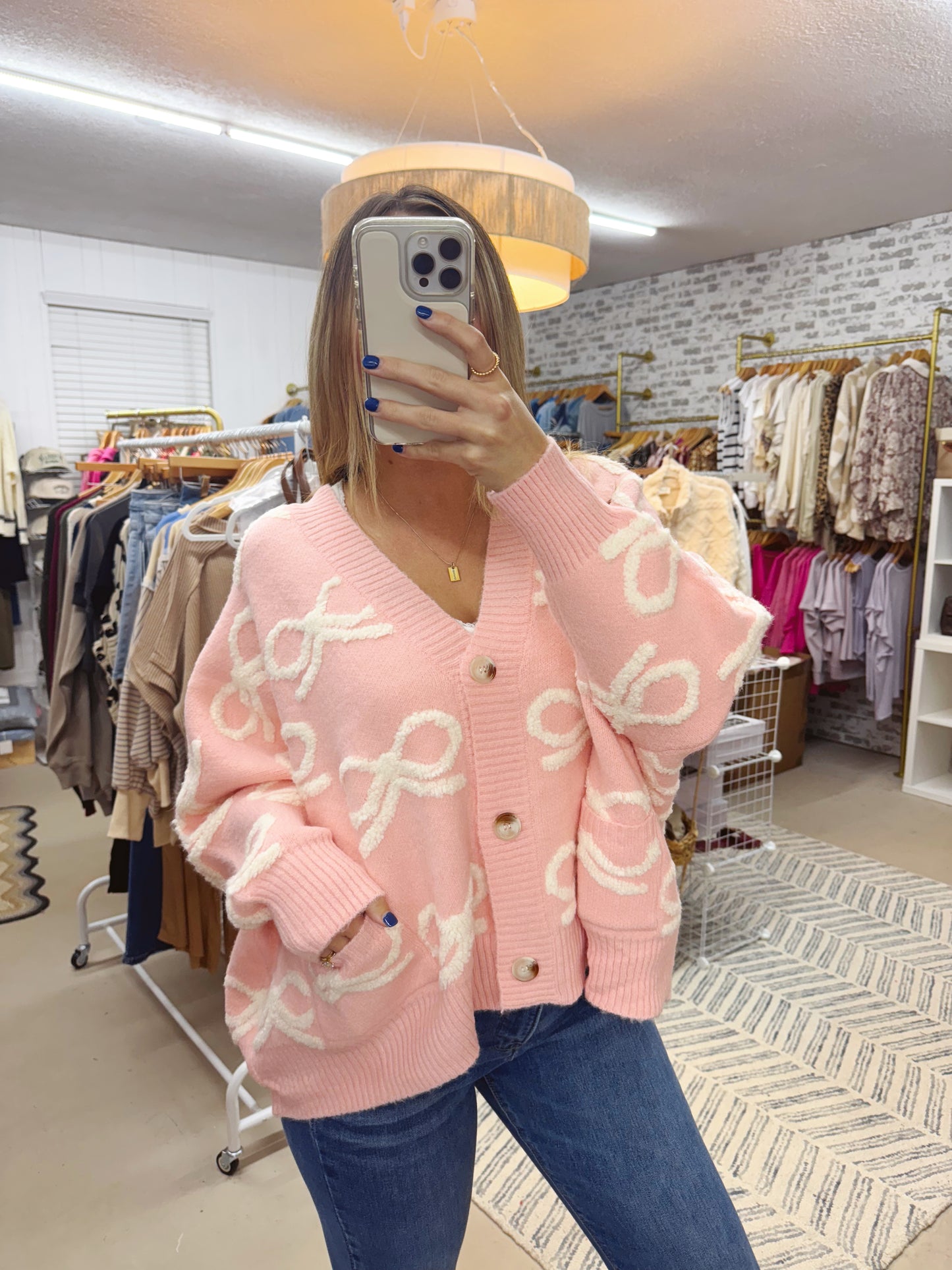 The Oversized Bow Cardigan | Pink