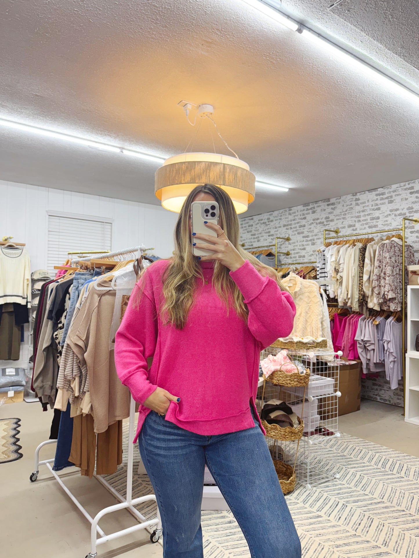 The Candace | Pink Brushed Hacci Sweater