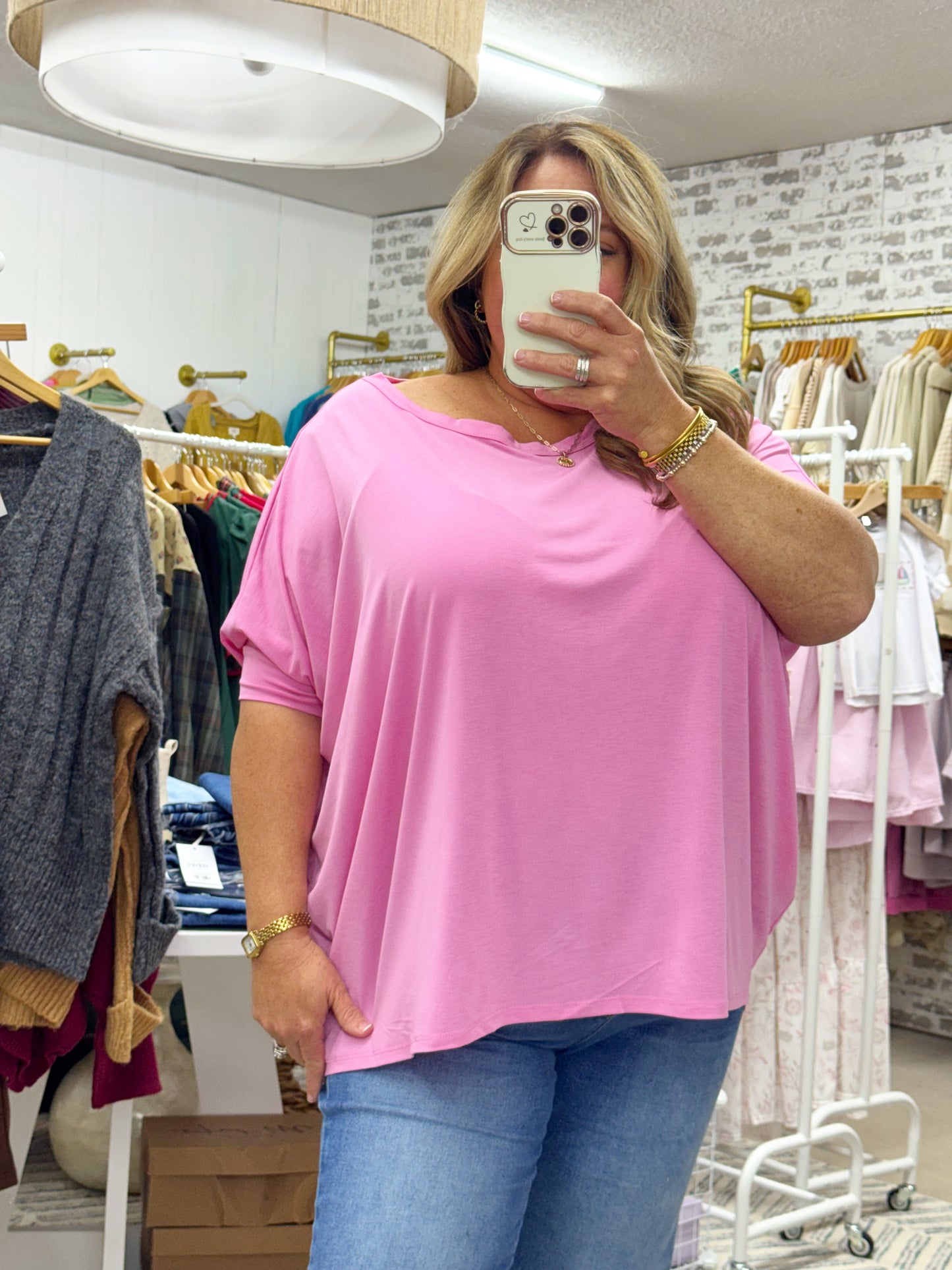 The Camryn | Pink Dolman Sleeve Tunic Top