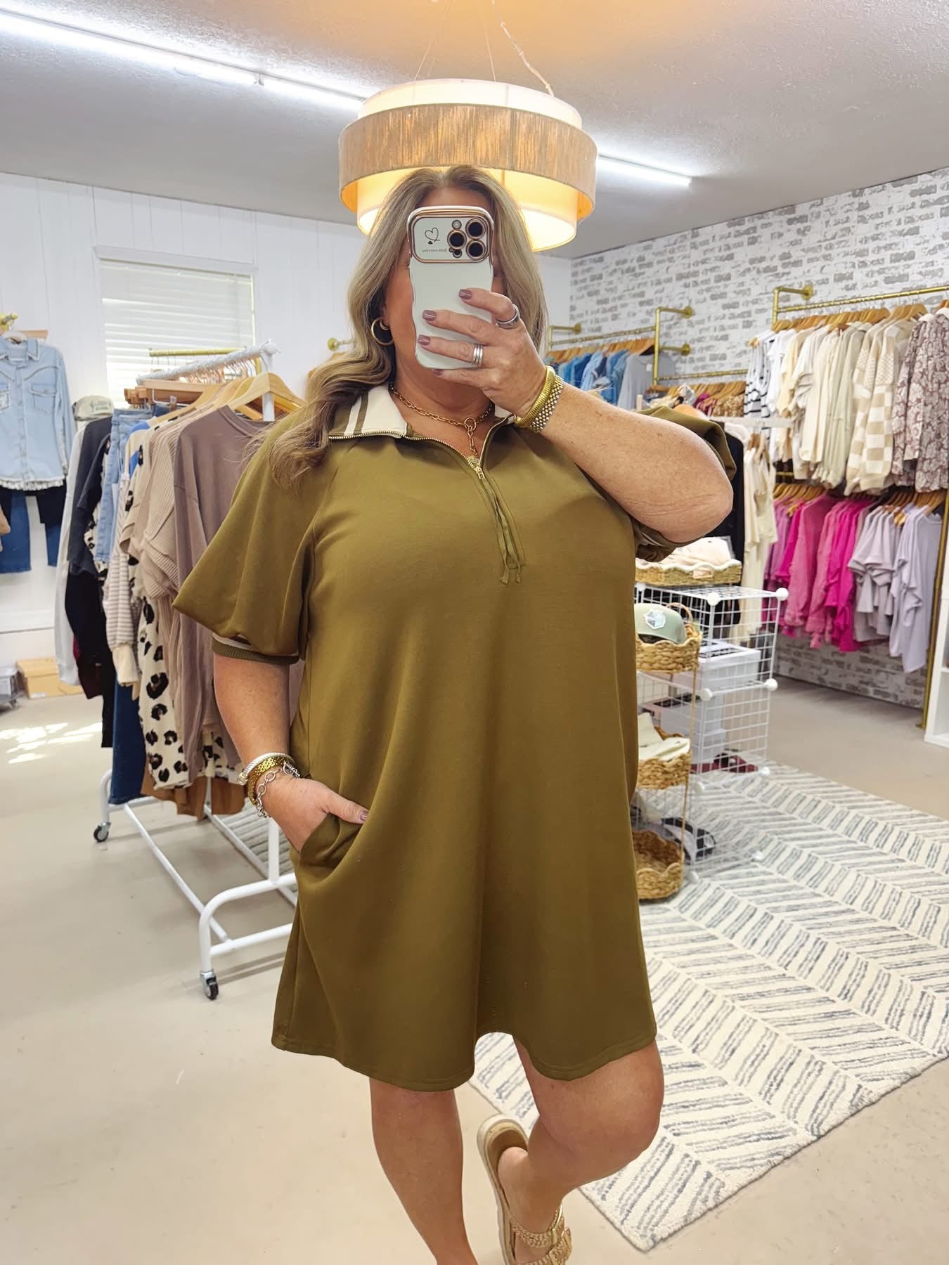 The Brenda | Olive Collared Dress