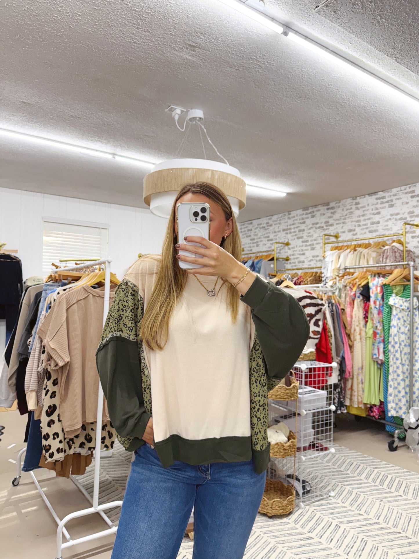 The Mindy | Olive Color Block Top