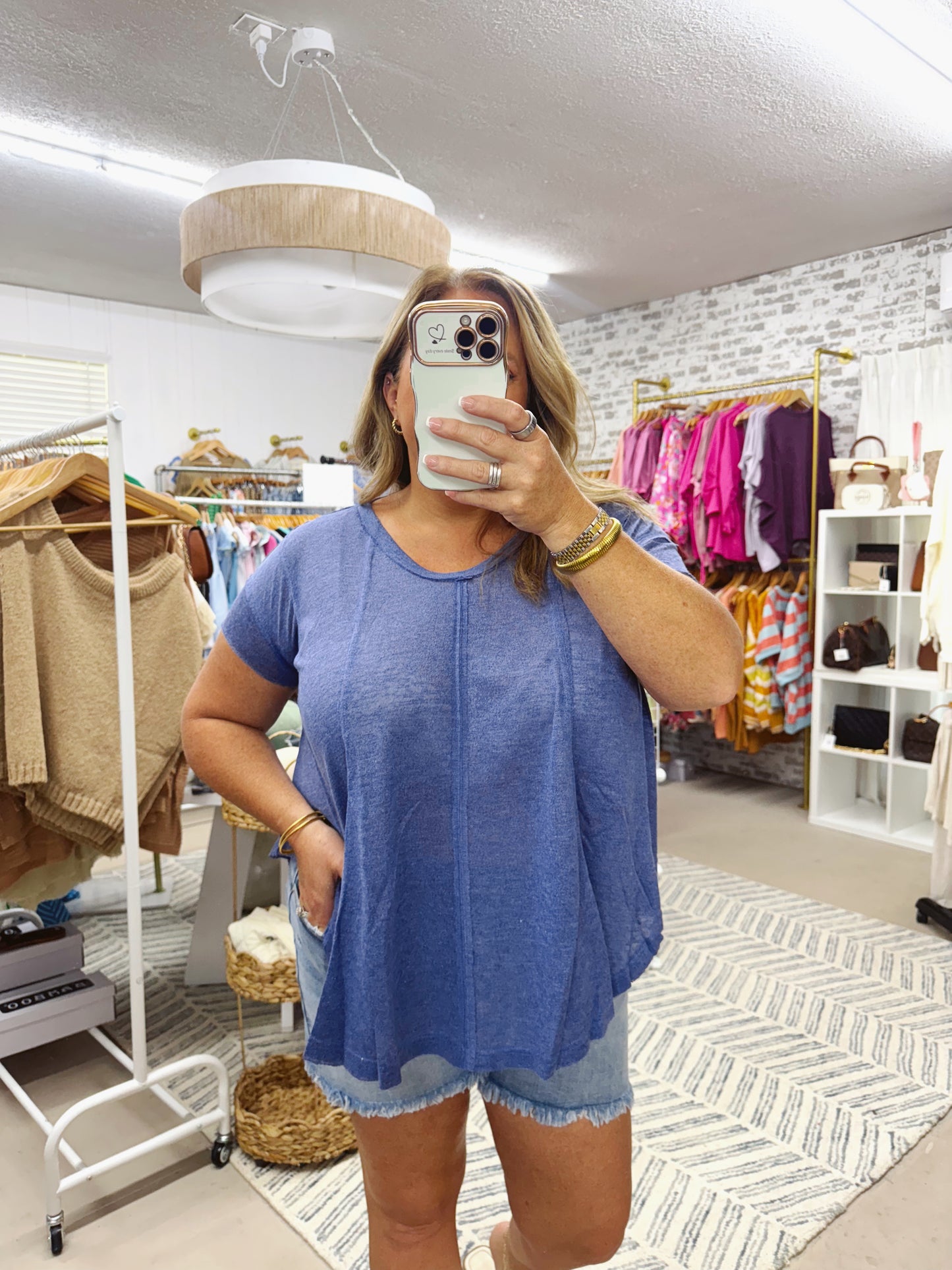 The Perry | Oversized Periwinkle Top