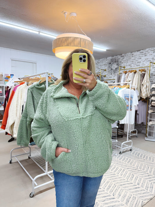 The Jaylene | Sherpa Quarter Zip Pullover