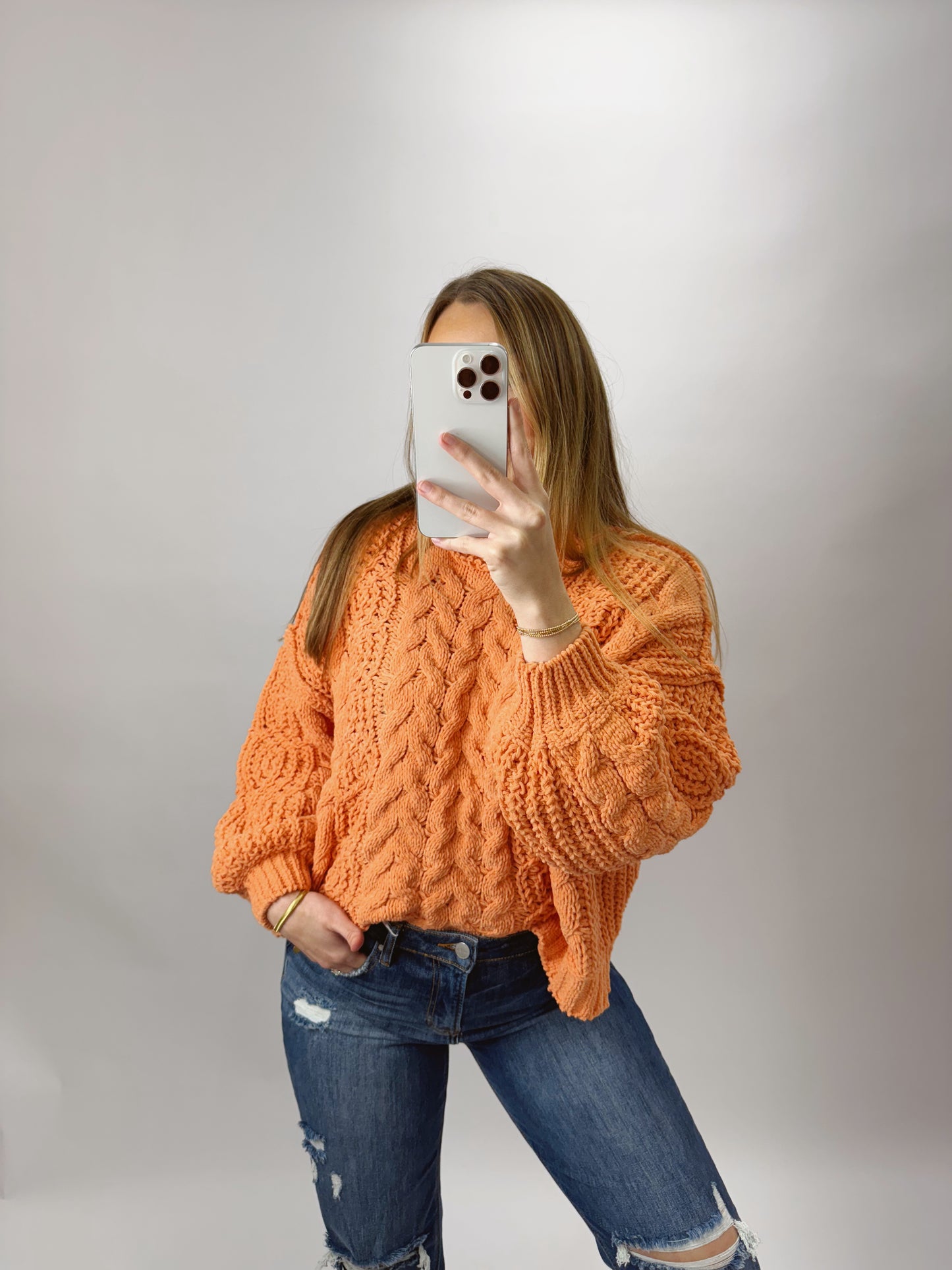 The Courtney | Orange Knit Sweater